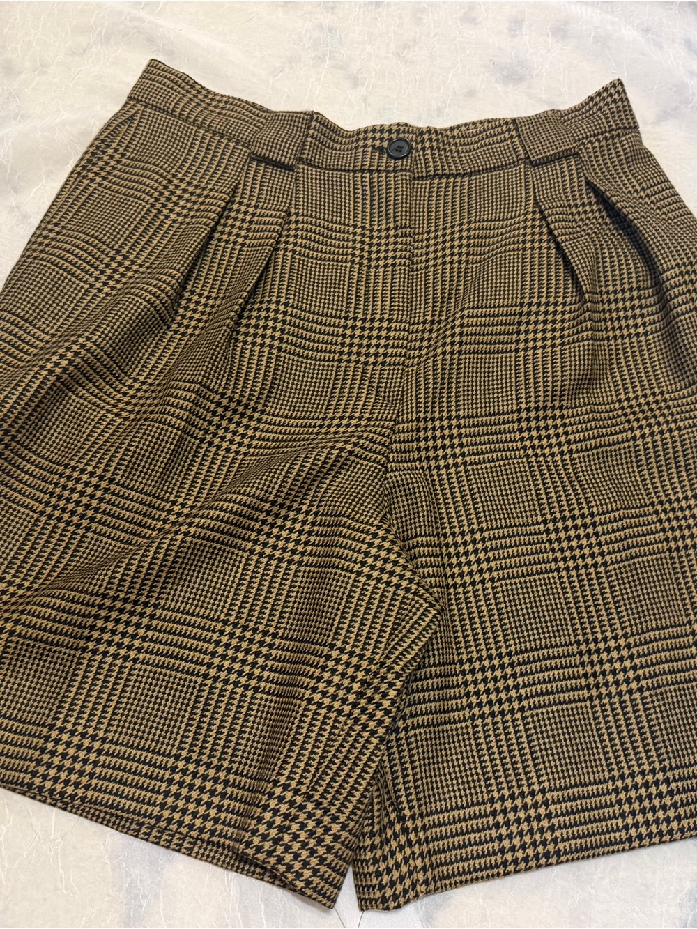 Mondi Plaid High-Waist Bermuda Shorts - Brown & Black
